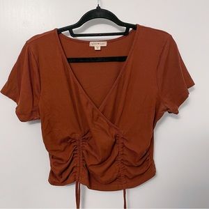 Ultra Flirt Rust Wrap Side Tie Crop Top – Size XL